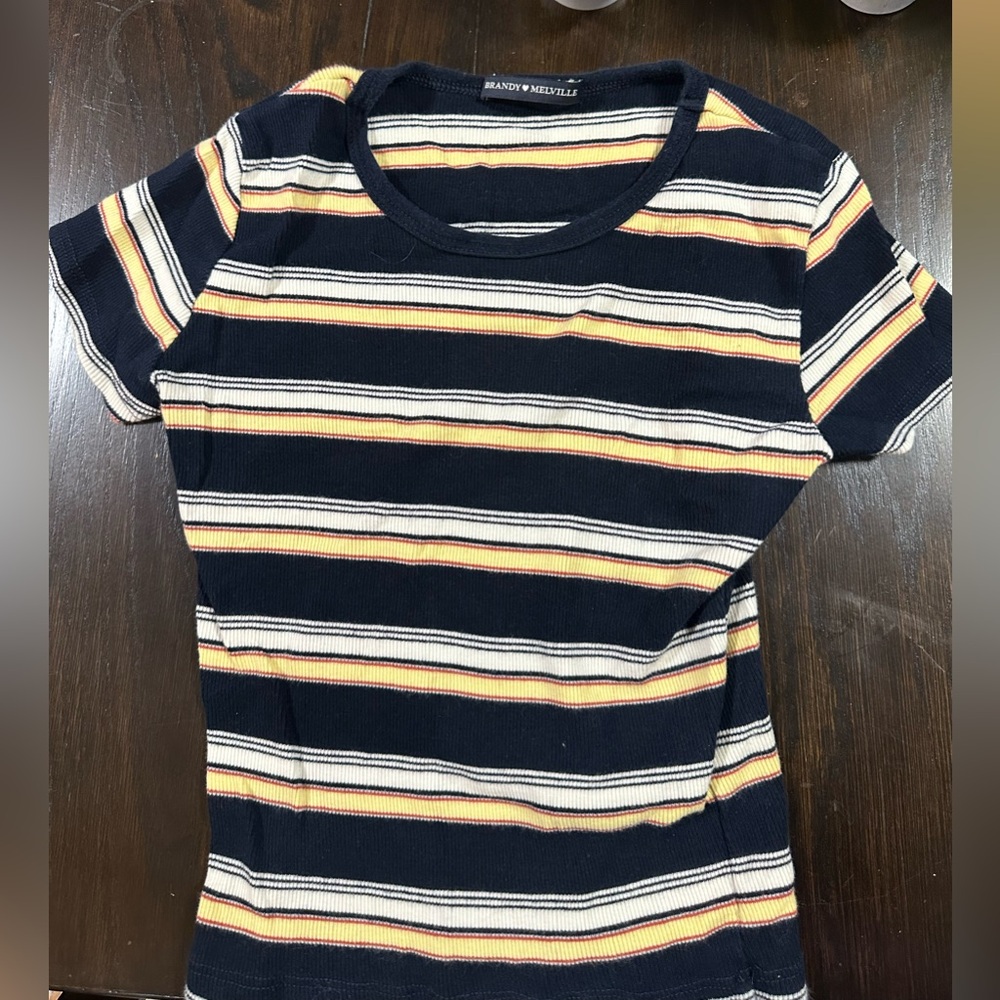 Brandy Melville Multicolor Striped Tee (One size fits all)